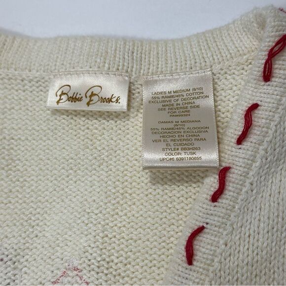 Bobbie Brooks Cotton Blend Christmas Sweater Vest Size Medium - Picture 4 of 15